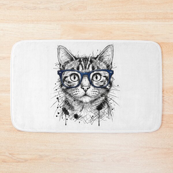 Item preview, Tabby Cat Wearing Blue Glasses Sketch designed and sold by Snurly.