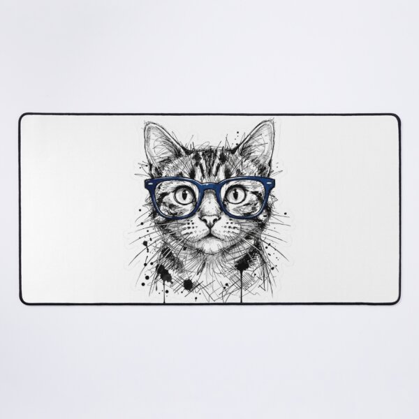 Item preview, Tabby Cat Wearing Blue Glasses Sketch designed and sold by Snurly.