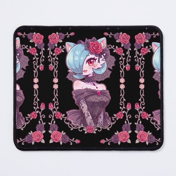 Item preview, Shiny Blue Gothic Gardevoir Cat: Red Rose Floral Frame designed and sold by CuteKats.