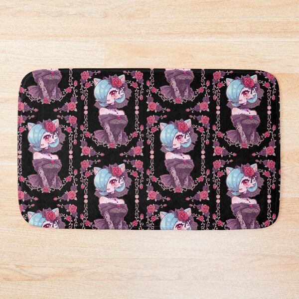 Item preview, Shiny Blue Gothic Gardevoir Cat: Red Rose Floral Frame designed and sold by CuteKats.