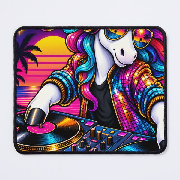 Item preview, Synthwave Unicorn DJ Turntable Retro Music Art designed and sold by DailySparks.