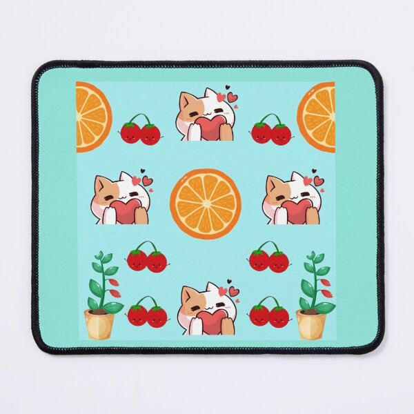 Item preview, Cute Kawaii Cats Oranges And Cherries Pattern designed and sold by Azurart2.