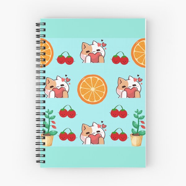 Item preview, Cute Kawaii Cats Oranges And Cherries Pattern designed and sold by Azurart2.