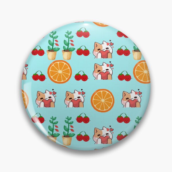 Item preview, Cute Kawaii Cats Oranges And Cherries Pattern designed and sold by Azurart2.
