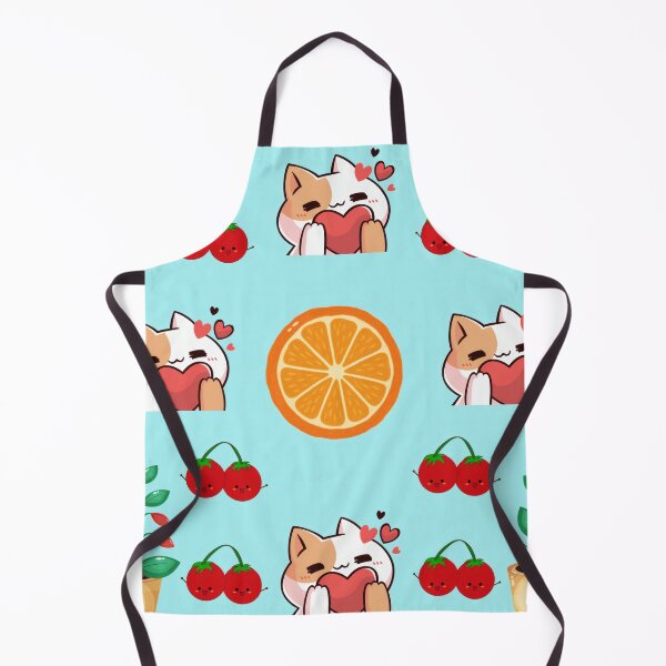 Item preview, Cute Kawaii Cats Oranges And Cherries Pattern designed and sold by Azurart2.