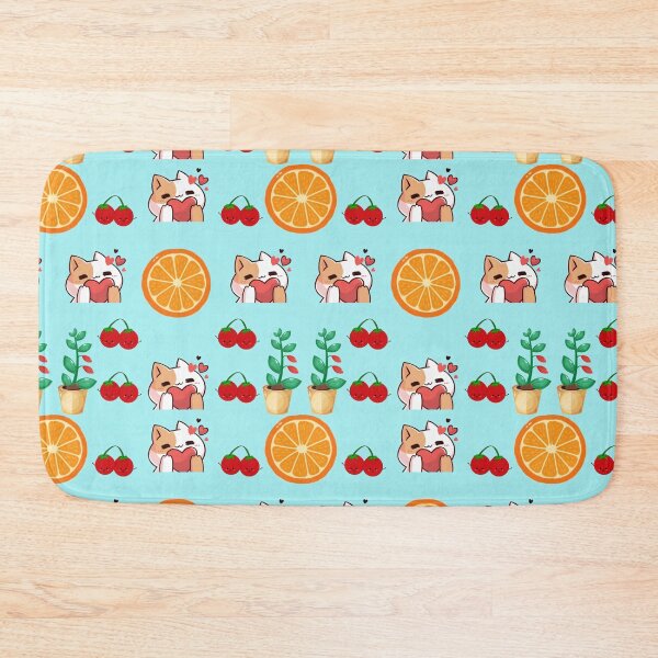 Item preview, Cute Kawaii Cats Oranges And Cherries Pattern designed and sold by Azurart2.