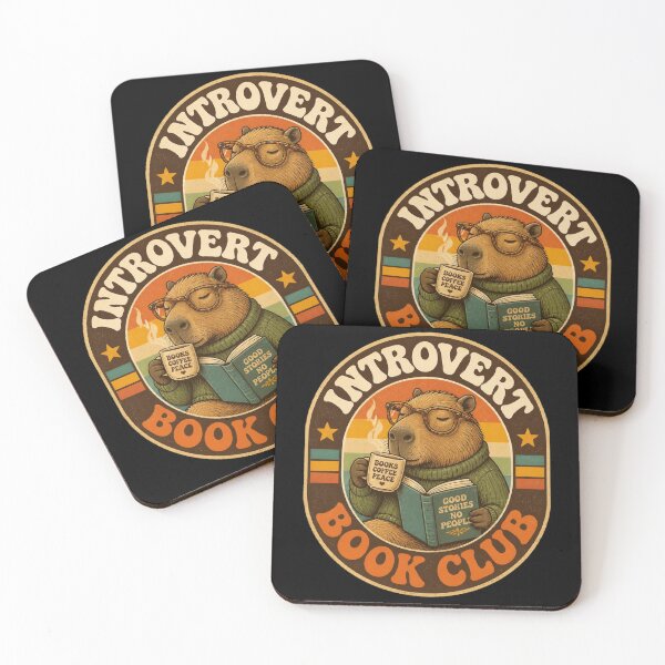Item preview, Retro Capybara Reading Books Drinking Coffee Introvert Club designed and sold by LOL-N-LIFESTYLE.