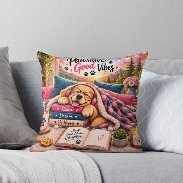 Item preview, Pawsitive Good Vibes – Cozy Reading Dog designed and sold by PaginaBrew.