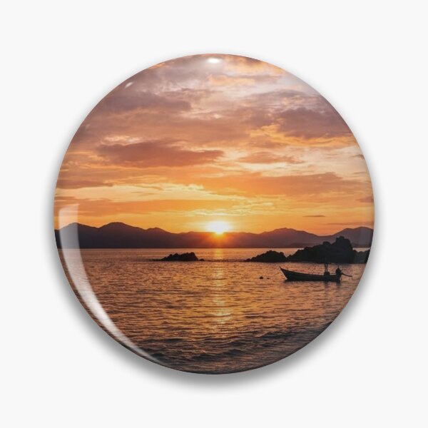 Item preview, Golden Hour Beach Sunset with Boat Silhouette designed and sold by Vinnies Atelier .