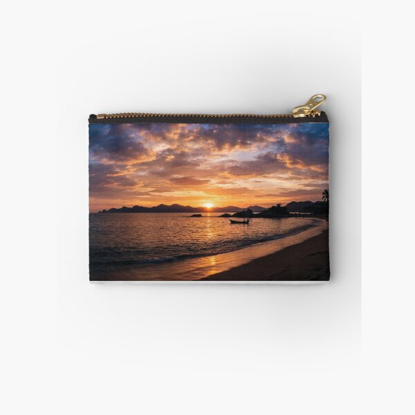 Item preview, Golden Hour Beach Sunset with Boat Silhouette designed and sold by Vinnies Atelier .