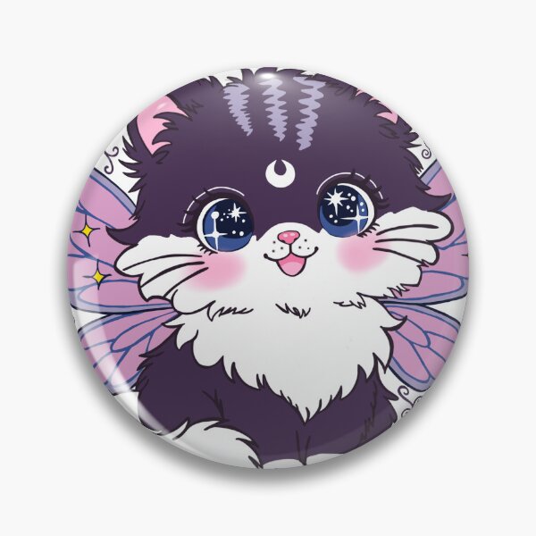 Item preview, Fairy Kitty Cat Kawaii - Magical Purple Galaxy Cat with Butterfly Wings designed and sold by BunnySoftArt.