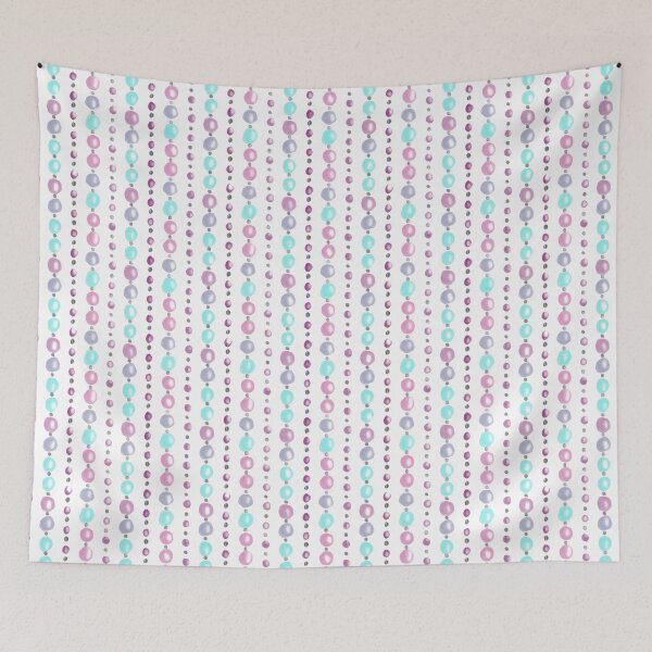 Item preview, 70s Curtain Beads white background turquoise and pink designed and sold by shannondoucette.