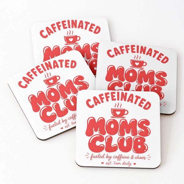 Item preview, Caffeinated Moms Club Funny Mama Coffee Lover T-Shirt | Tired Motherhood Retro Latte Graphic Gift designed and sold by Trendably.