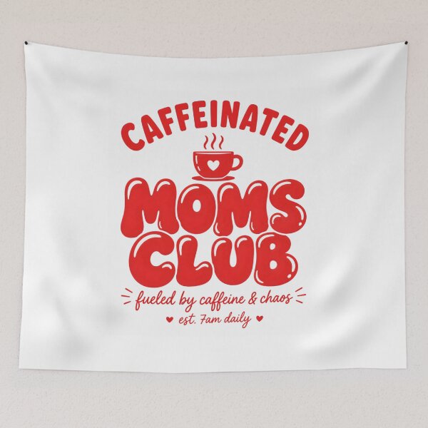 Item preview, Caffeinated Moms Club Funny Mama Coffee Lover T-Shirt | Tired Motherhood Retro Latte Graphic Gift designed and sold by Trendably.