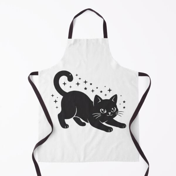 Item preview, Clever Black Cat Stretching – Cute Kitten with Sparkles and Stars designed and sold by PrintforDesign.