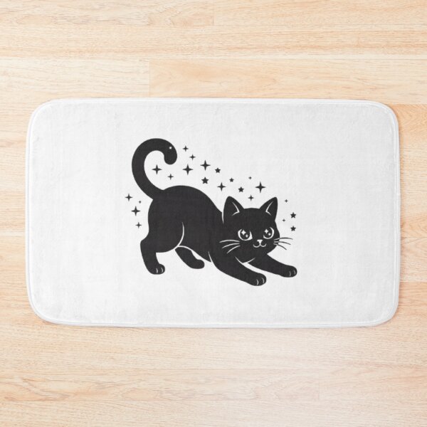 Item preview, Clever Black Cat Stretching – Cute Kitten with Sparkles and Stars designed and sold by PrintforDesign.
