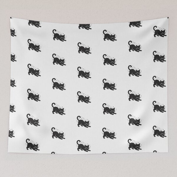 Item preview, Clever Black Cat Stretching – Cute Kitten with Sparkles and Stars designed and sold by PrintforDesign.