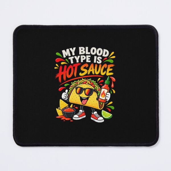 Item preview, My Blood Type Is Hot Sauce T-Shirt Funny Taco Shirt Spicy Food Lover Graphic Tee designed and sold by Pastexchange.