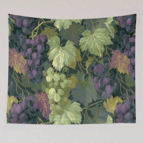 Item preview, Vintage Botanical Purple & Green Grape Pattern designed and sold by TJ Art and Camera.