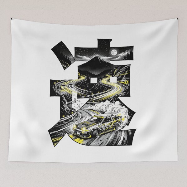 Item preview, JDM AE86 Touge Drift Mount Fuji Kanji Silhouette Speed Aesthetic designed and sold by mood-draftsman.