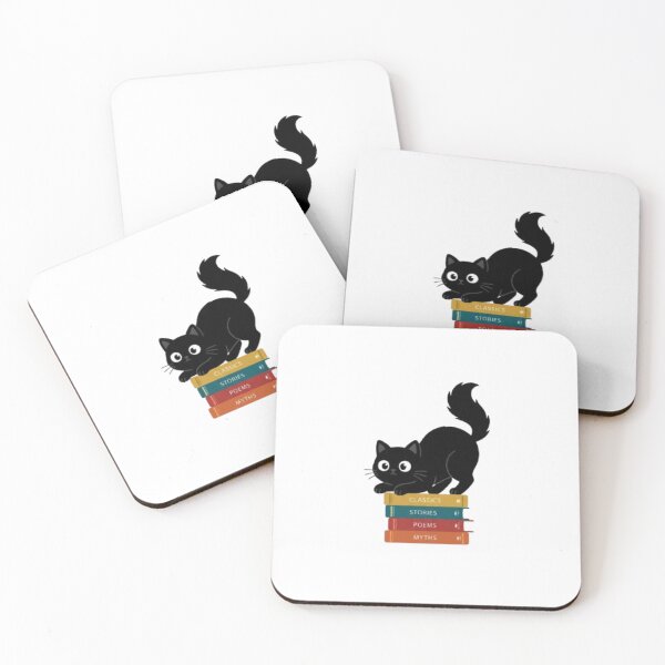 Item preview, Black Cat on Books – Cute Reading Kitten Art designed and sold by PrintforDesign.