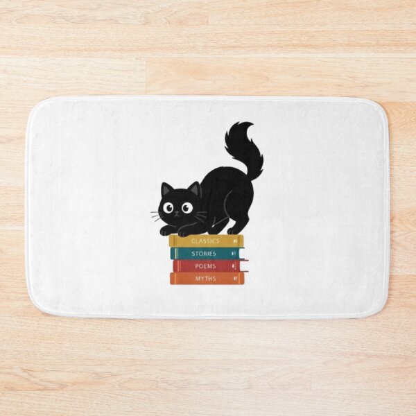 Item preview, Black Cat on Books – Cute Reading Kitten Art designed and sold by PrintforDesign.