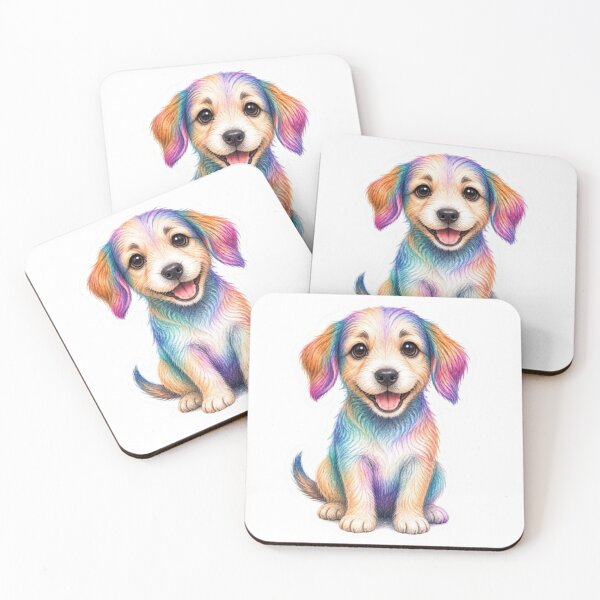 Item preview, Colorful Rainbow Puppy Dog Illustration Sticker designed and sold by Snurly.
