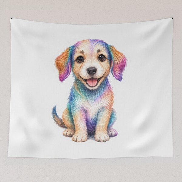 Item preview, Colorful Rainbow Puppy Dog Illustration Sticker designed and sold by Snurly.