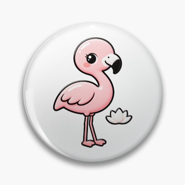 Item preview, Cute Pink Flamingo with Lotus Flower - Kawaii Tropical Bird Art designed and sold by Raloel Art.