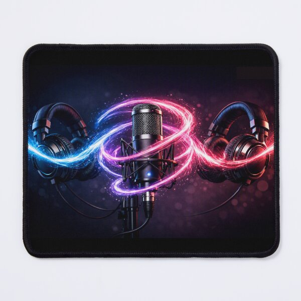 Item preview, Neon Audio Swirl over Microphone and Headphones designed and sold by CreativeArtistL.