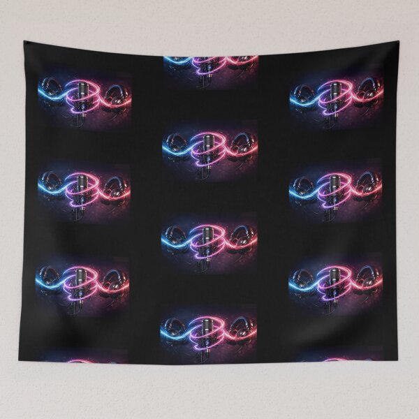 Item preview, Neon Audio Swirl over Microphone and Headphones designed and sold by CreativeArtistL.