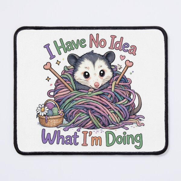 Item preview, Funny Opossum Knitting I Have No Idea What Im Doing designed and sold by digital.stickerperso.com.