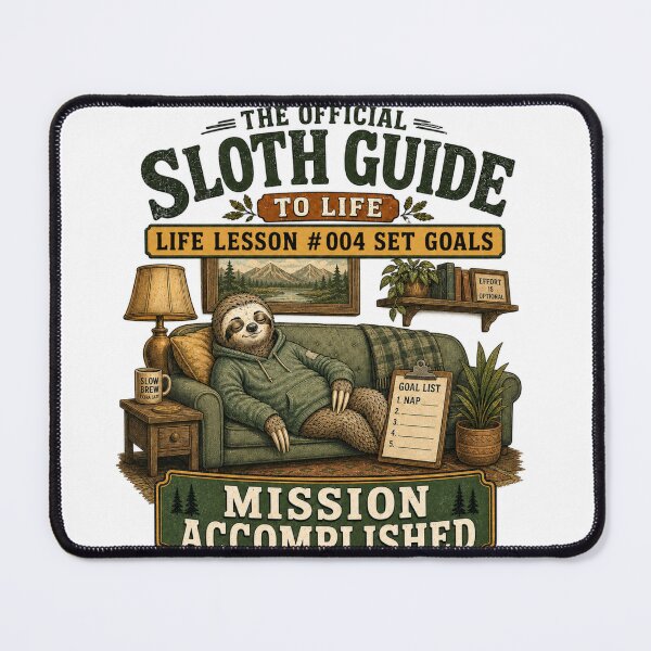 Item preview, The Official Sloth Guide To Life - Mission Accomplished designed and sold by Pepper's Ink & Stitch.