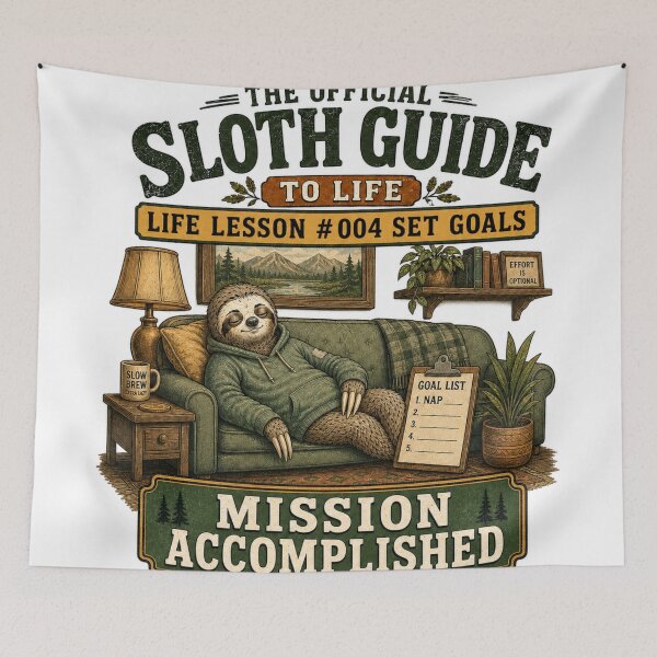Item preview, The Official Sloth Guide To Life - Mission Accomplished designed and sold by Pepper's Ink & Stitch.