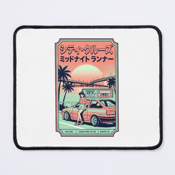 Item preview, Retro 80s City Pop Anime Girl AE86 Synthwave Sunset Aesthetic designed and sold by mood-draftsman.