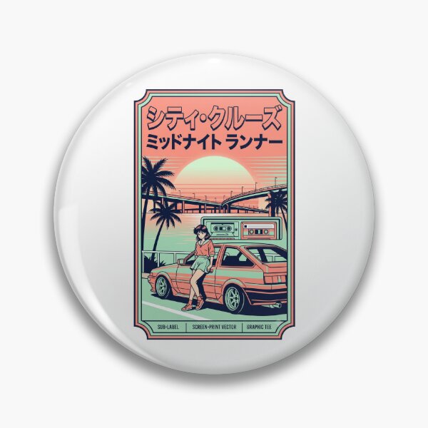 Item preview, Retro 80s City Pop Anime Girl AE86 Synthwave Sunset Aesthetic designed and sold by mood-draftsman.