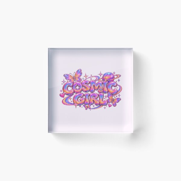 Item preview, Cosmic Girl Sunset Chrome Bubble Text designed and sold by Inkworksbyshery.