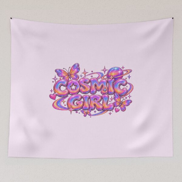 Item preview, Cosmic Girl Sunset Chrome Bubble Text designed and sold by Inkworksbyshery.