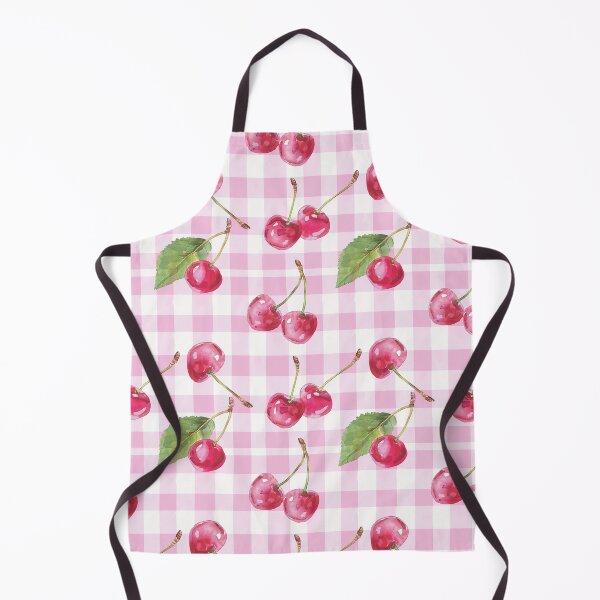 Item preview, watercolor cherry berries on pink plaid background designed and sold by GennyBunny.