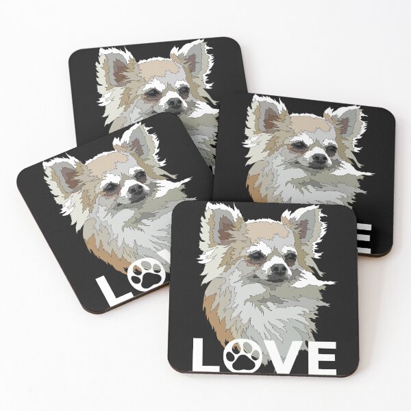 Item preview, White Long Haired Chihuahua Love Puppy designed and sold by Just-Arts-4U.
