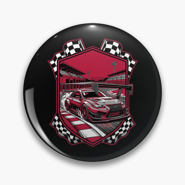 Item preview, JDM RC F GT3 Drift Race Car Circuit Checkered Shield Aesthetic designed and sold by mood-draftsman.