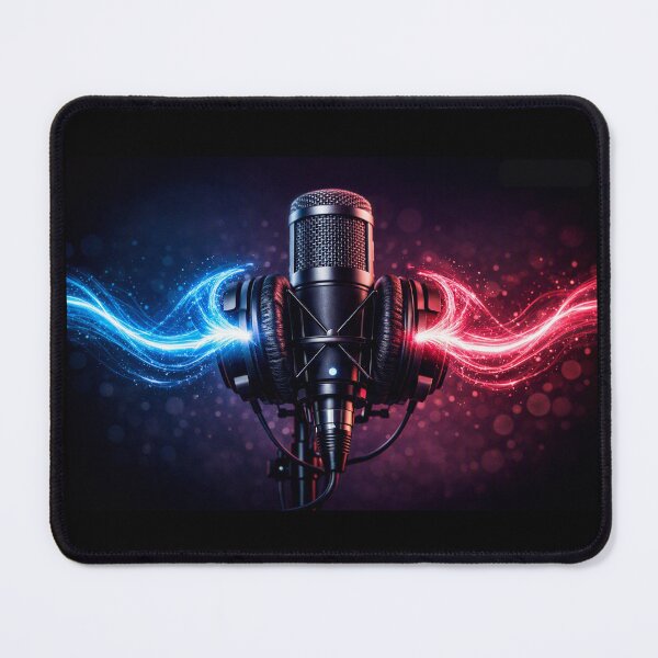 Item preview, Podcast Creator Mic & Headphones with Neon Energy Waves designed and sold by CreativeArtistL.