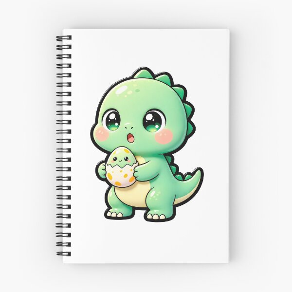 Item preview, Cute Baby Dinosaur Holding Hatching Egg - Kawaii Dino Art designed and sold by Raloel Art.