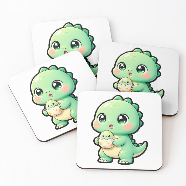 Item preview, Cute Baby Dinosaur Holding Hatching Egg - Kawaii Dino Art designed and sold by Raloel Art.
