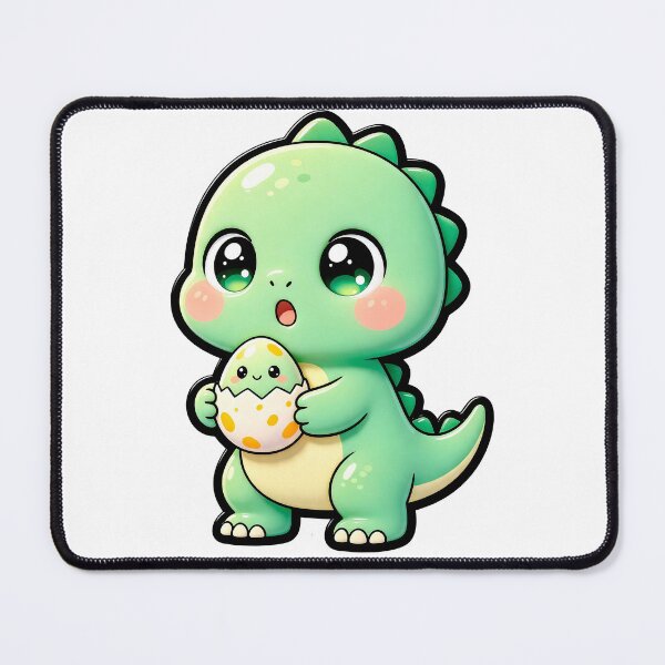 Item preview, Cute Baby Dinosaur Holding Hatching Egg - Kawaii Dino Art designed and sold by Raloel Art.