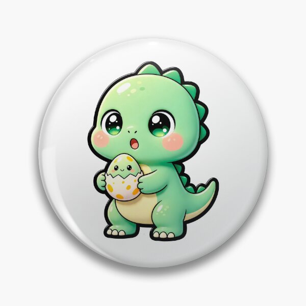 Item preview, Cute Baby Dinosaur Holding Hatching Egg - Kawaii Dino Art designed and sold by Raloel Art.
