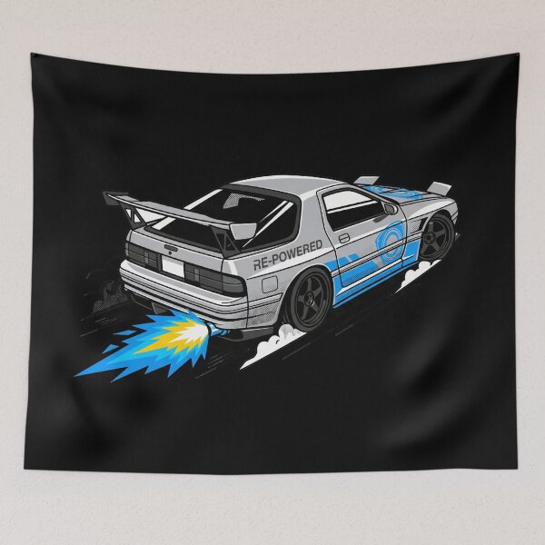 Item preview, Estética de coche de carreras de drift JDM FC3S RX-7 Rotary Backfire Flame con motor rotativo designed and sold by mood-draftsman.