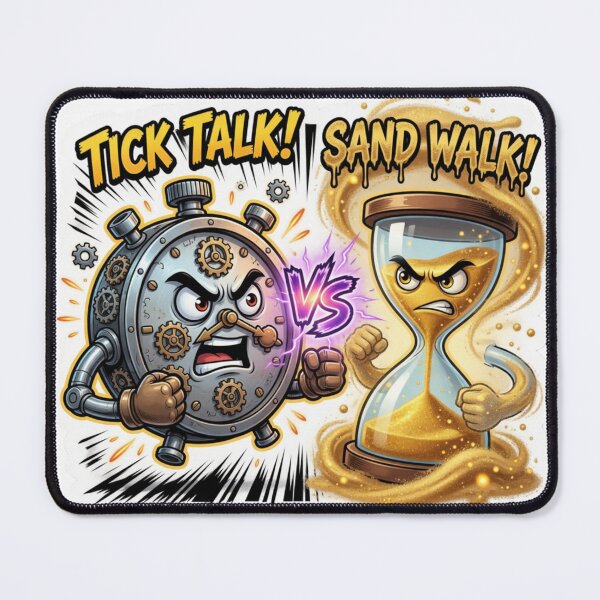 Item preview, Mechanical Clock Versus Flowing Hourglass Sticker designed and sold by Imaginarium of Chaos falcon88 .