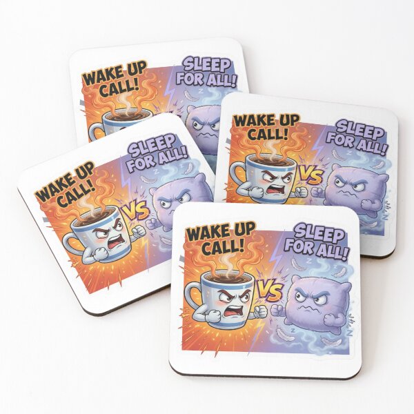 Item preview, Coffee Cup Versus Fluffy Pillow Morning Sticker designed and sold by Imaginarium of Chaos falcon88 .
