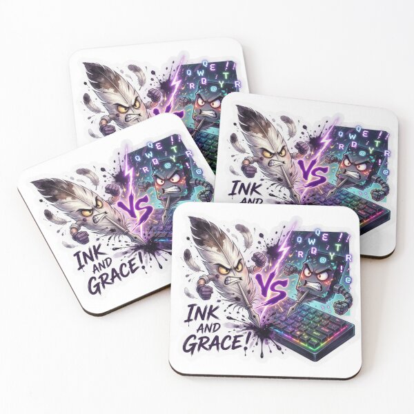 Item preview, Feather Quill Versus Digital Keyboard Sticker designed and sold by Imaginarium of Chaos falcon88 .